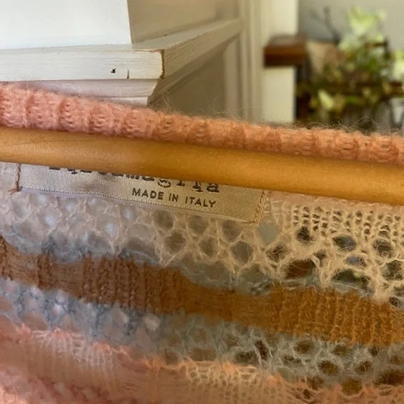 Anthropologie Lineamaglia Pink Crochet Sweater M/L - Picture 6 of 13